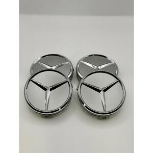 Set of 4 Mercedes Benz Center Hub Caps Matte Silver 75mm Fits Most Models